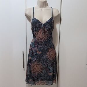 ROMWE Blue and Black Sleeveless Mini Dress